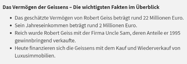 Robert Geiss Vermögen - Zusammenfassung